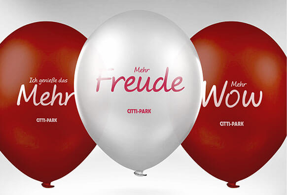 Gebrandete Luftballons für die Eröffnung des neuen CITTI PARK