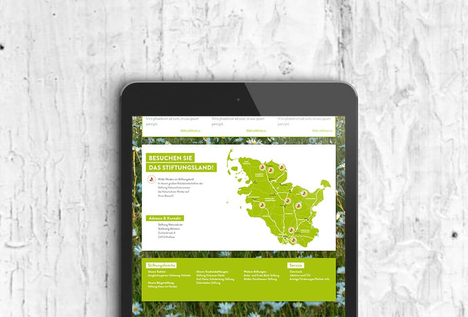 Darstellung der Website für die Stiftung Naturschutz