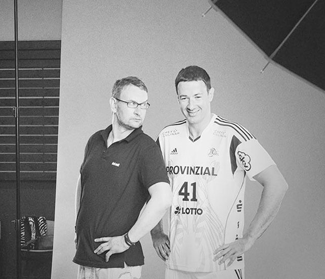Fotoshooting mit Art Director Thies Leidner und THW Kiel Spieler Marko Vujin